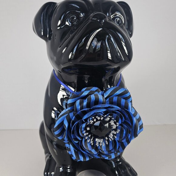 9.75" Tall Black Glossy Ceramic English Bulldog Statue Michaels Home Collection - Picture 1 of 8
